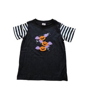 Ricrac & Ruffles Halloween Pumpkin Bats Applique Tee